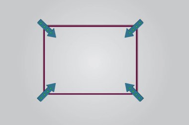 Tasarım iş kavramı iş reklam Web sitesi promosyon afiş için sosyal medya reklam Meydanı anahat ile köşe oklar işaret içe doğru renk arka plan üzerinde boş