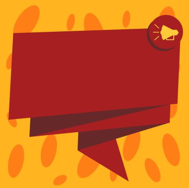 3d şerit kanat megafon konuşma balonu vektör kutlama için boş kopya alanı modern arka plan katlanmış tasarım iş kavramı