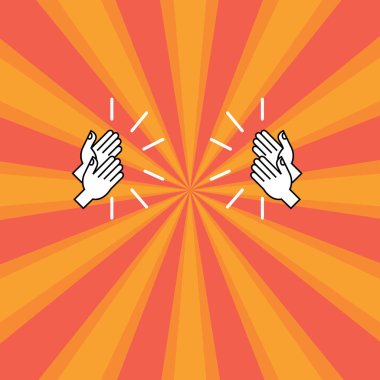 Tasarım iş boş şablon izole Minimalist grafik düzeni şablonu Hu çizim analiz eller alkışlar ses simgesini iki sesi güneş patlaması ile reklam için