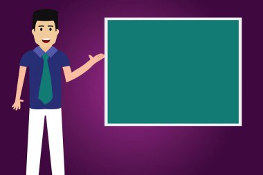 Tasarım iş boş kopya alanı metin reklam Web sitesi tanıtım için Banner şablon adam kravat ayakta konuşurken sunulması boş renk Meydanı kurulu vektör ile izole