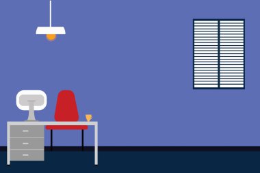 Tasarım iş kavramı boş kopya metin Web afiş promosyon malzemesi için alay şablon çalışma alanı Minimalist iç bilgisayar ve çalışma alanı içinde bir oda vektör