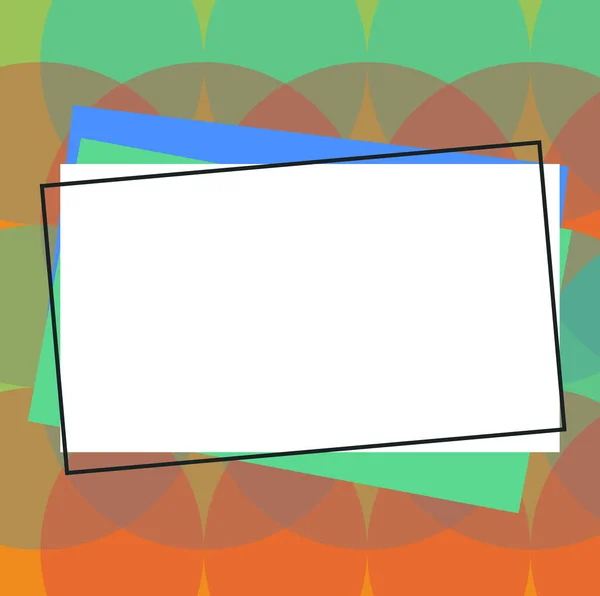 Concept d'affaires Modèle vide espace de copie isolé Affiches coupons matériel promotionnel Pile de blanc rectangulaire contour différent papier de construction de couleur — Image vectorielle