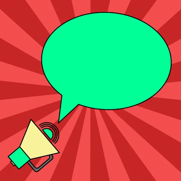 Concepção de negócio de design Anúncio de negócios para banners de promoção de sites anúncio de mídia social vazio Blank Oval Outlined Speech Bubble Text Balloon Megaphone com ícone de som —  Vetores de Stock