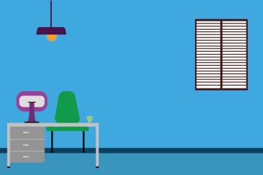 İş boş kopya alanı metin reklam Web sitesi promosyon izole Banner şablon çalışma alanı Minimalist iç bilgisayar için ve çalışma alanı içinde bir oda vektör tasarımı
