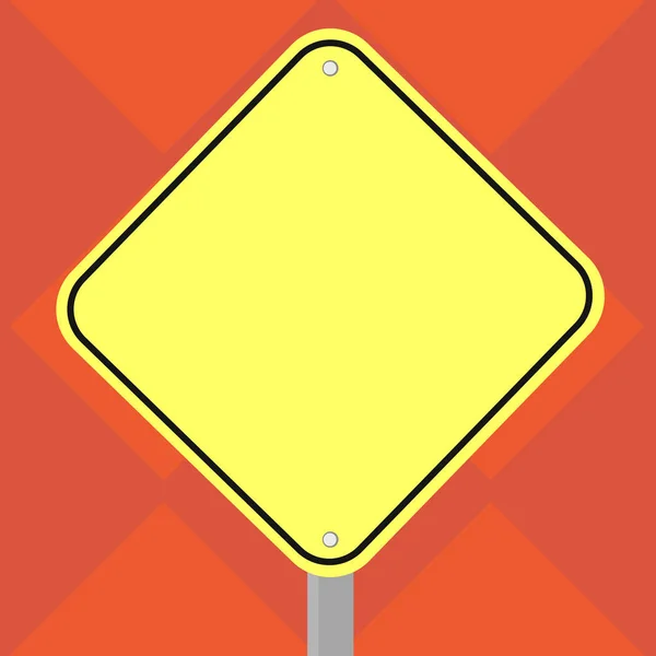 设计业务空模板隔离的极简图形布局模板广告空白钻石形状颜色道路警告标志与一个腿立场矢量 — 图库矢量图片