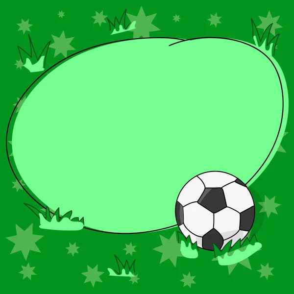 草と空概説ラウンド カラー図形ベクトル上にサッカー ボールを広告するためのデザイン ビジネス空のテンプレート分離のシンプルなグラフィックのレイアウト テンプレート — ストックベクタ