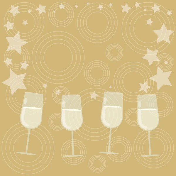 Concepto de negocio Plantilla vacía espacio de copia aislado Carteles cupones material promocional Llenado cóctel copas de vino con estrellas dispersas como Confetti Stemware — Vector de stock