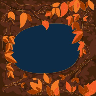 İş boş şablon düzeni için davet tebrik kartı promosyon posteri fiş ağaç dalları dağınık yaprakları çevreleyen renk metin boşluk ile için