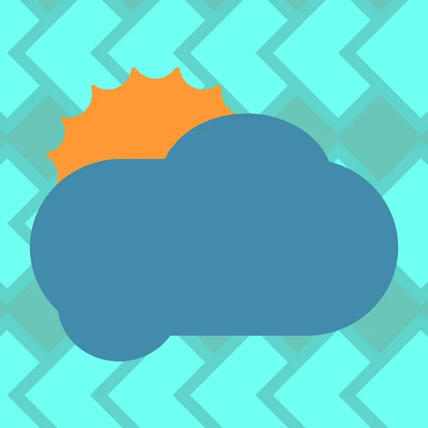 Concepto de negocio de diseño Anuncio de negocios para banners de promoción de sitios web Anuncio de medios sociales vacíos Sun Hiding Shining Behind Blank Fluffy Color Cloud Vector for Poster Ads — Archivo Imágenes Vectoriales