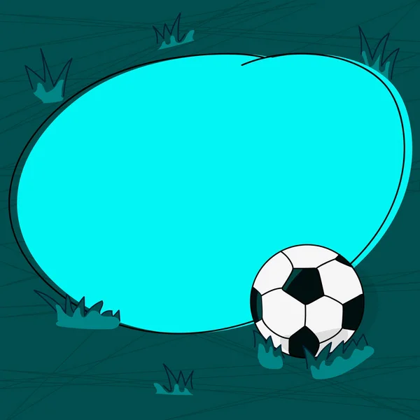 Conception entreprise vide espace de copie texte pour la promotion du site Web annonce isolé modèle de bannière ballon de football sur l'herbe et blanc contour rond forme vectorielle de couleur — Image vectorielle