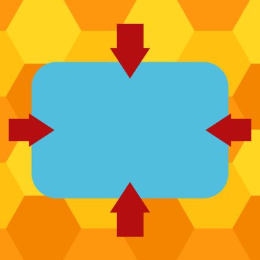 Tasarım iş kavramı boş şablon kopya alanı metin reklam Web sitesi için dört taraf, boş dikdörtgen işaret içe vektör şekil okları izole