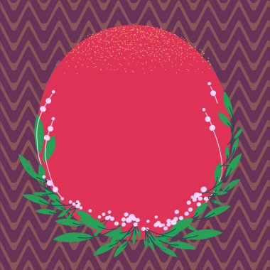 Tasarım iş boş şablon boş renk Oval şekil yaprakları ve tomurcukları ile davet için kenarlık olarak reklam için Minimalist grafik düzeni şablonu izole