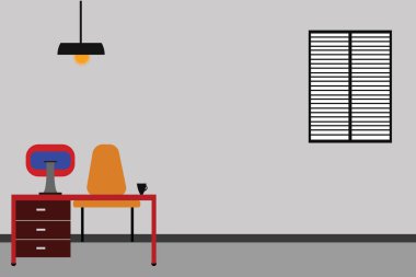 İş kavramı boş kopya alanı modern arka plan iş alanı Minimalist iç bilgisayar ve çalışma alanı içinde bir oda vektör tasarımı