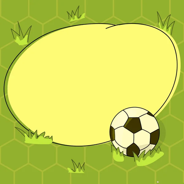 デザイン ビジネス コンセプト空のテンプレート コピー スペース テキスト広告のウェブサイトの分離された草や空白概説したラウンド カラー図形ベクター上にサッカー ボール — ストックベクタ