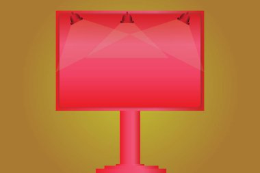 İş kavramı boş şablon kopya alanı posterler kupon promosyon malzemesi izole. Boş lamba açık reklamları vektör tek ayak üzerinde monte edilmiş renk tabela ışıklı