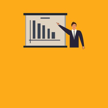 Tasarım iş kavramı boş kopya metin Web afiş promosyon malzemesi şablon adam iş takım ayakta işaret eden bir tahta çubuk grafik kopya alanı ile alay etmek için