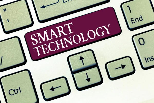 Text sign showing Smart Technology. Conceptual photo gadgets or device that has a built in computer or chip — Stock Photo, Image