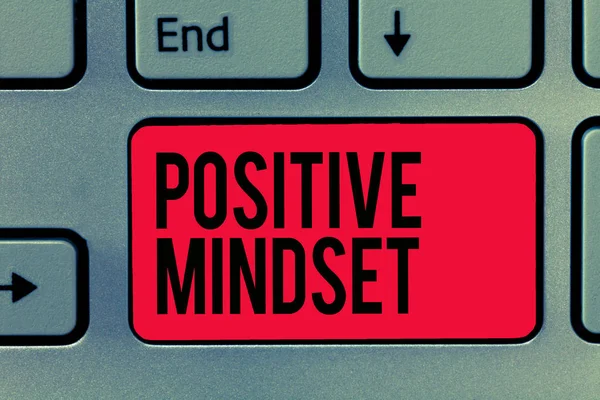 Text sign showing Positive Mindset. Conceptual photo mental and emotional attitude that focuses on bright side