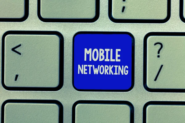 Κείμενο γραφής Mobile Networking. Έννοια σημαίνει δίκτυο επικοινωνίας όπου ο τελευταίος σύνδεσμος είναι ασύρματος — Φωτογραφία Αρχείου