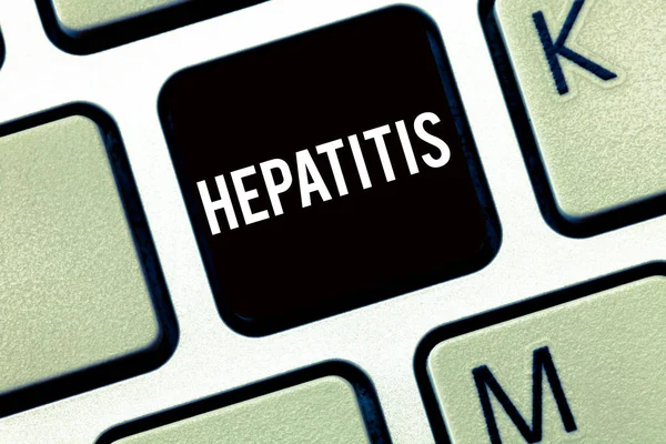 Text tecken visar hepatit. Konceptuella foto en sjukdom beskrivs av inflammation i levern Viral infektion — Stockfoto