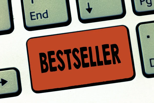 Tekst teken weergegeven: Bestseller. Conceptuele foto boek product verkocht in grote aantallen succesvolle literatuur — Stockfoto