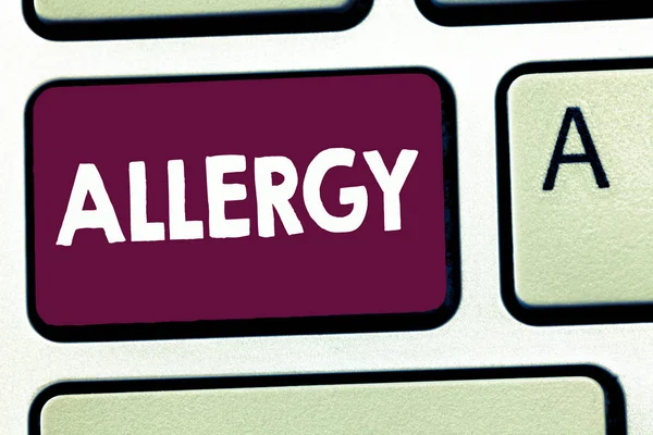 Textskylt som visar Allergi. Konceptfoto Överkänslighet mot immunsystemet mot viss substans — Stockfoto