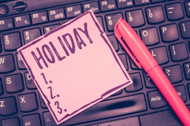 Metin tatil yazılı kelime. Genişletilmiş eğlence rekreasyon tatil kutlama günlük süre için iş kavramı