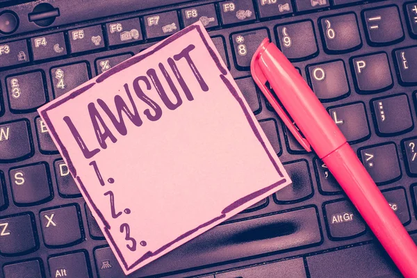 Word writing text Lawsuit. Business concept for Claim Dispute brought to law courthouse Legal trial auction — Stock Photo, Image