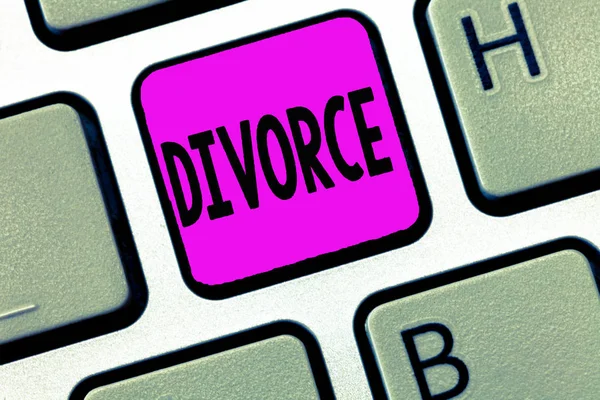 Word writing text Divorce. Business concept for Legal dissolution of marriage Separation Breakup Disagreement — Stock Photo, Image