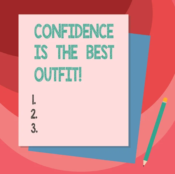 Writing Obs visar förtroende är den bästa Outfit. Företag foto skylta självkänsla ser bättre i dig än kläder Stack av olika pastell färg konstruera Bond papper penna. — Stockfoto