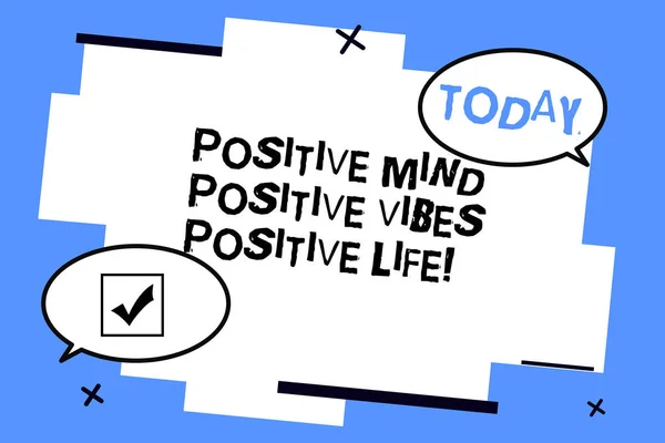 Word writing text positive mind positive vibes positives life. Business-Konzept für Motivation Inspiration zu leben zwei leere ovale Sprechblase auf Distanz und Schwanz in entgegengesetzter Richtung. — Stockfoto