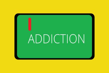 Word metin yazma bağımlılığı. Belirli madde veya etkinlik Tablet Mobile Smartphone hücresel cihaz ekran kırmızı doğrusal düğmesiyle bağımlısı koşulu için iş kavramı.