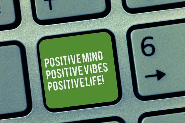 Conceptual hand writing showing Positive Mind Positive Vibes Positive Life. Business photo text Motivation inspiration to live Keyboard Intention to create computer message keypad idea.