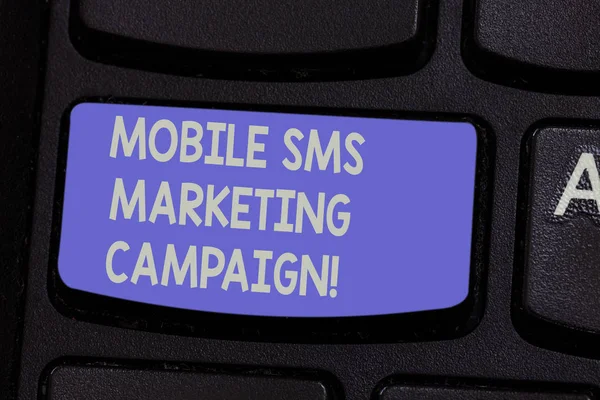 Text Sign Showing Mobile Sms Marketing Campaign Conceptual Photo Advertising — Stock Photo, Image