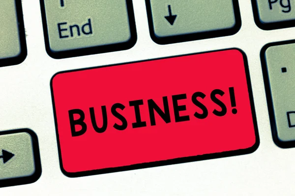 Text sign showing Business. Conceptual photo demonstratings regular occupation profession or trade commercial activity Keyboard key Intention to create computer message, pressing keypad idea. — Stock Photo, Image
