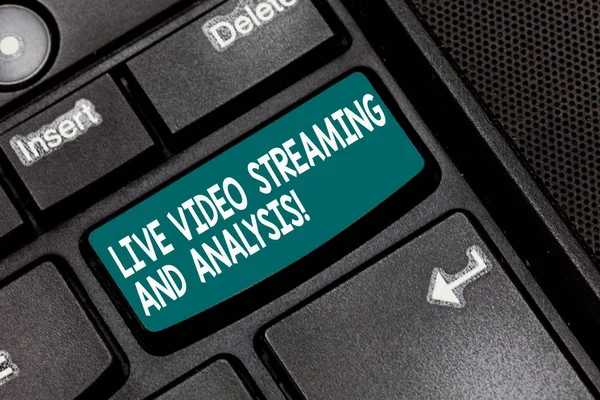 Conceptual hand writing showing Live Video Streaming And Analysis. Business photo text Marketing advertising content strategy Keyboard key Intention to create computer message idea.