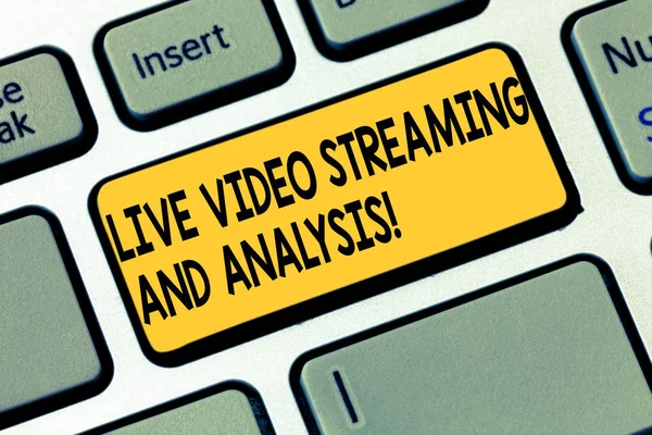 Word writing text Live Video Streaming And Analysis. Business concept for Marketing advertising content strategy Keyboard key Intention to create computer message pressing keypad idea.