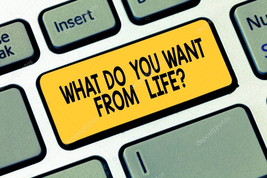 Word writing text What Do You Want From Lifequestion. Business concept for Express the things you would like to get Keyboard key Intention to create computer message pressing keypad idea.