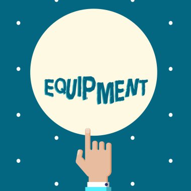 Word metin yazma cihazları. Erkek Hu analiz el işaret eden oktan yukarı işaret parmağı düz renk dokunmadan daire iş kavramı ağır makineleri gibi belirli amaç için gerekli öğeler için araçları.