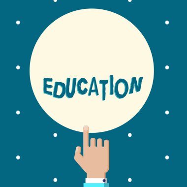 Word metin yazma eğitim. İş kavramı alma veya özellikle sistematik öğretim veren okul erkek Hu analiz el işaret eden oktan yukarı işaret parmağı dokunmadan düz renk daire.