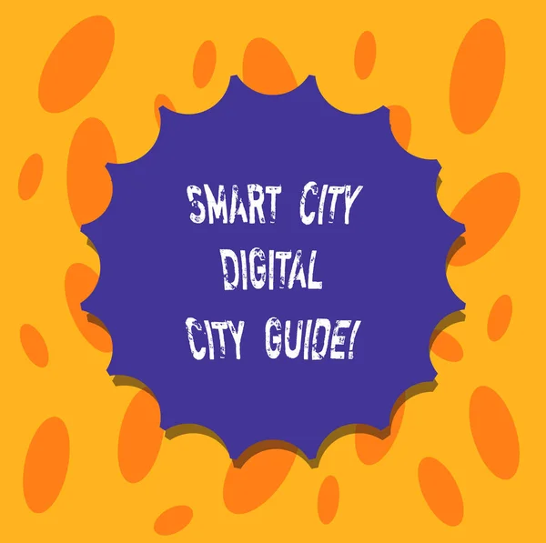 Uwaga: pisanie Wyświetlono Smart City Digital City Guide. Biznesowe zdjęcie prezentujący podłączony technologicznych nowoczesnych miast Pusta pieczęć z cienia dla etykieta godło Monogram pieczęć najwyższej jakości. — Zdjęcie stockowe