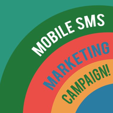 Word metin cep Sms pazarlama kampanyası yazma. İletişim promosyon reklam için iş kavramı kampanya katmanlı ark çok renkli kopya boşluk Poster Sunumları Web tasarımı için.