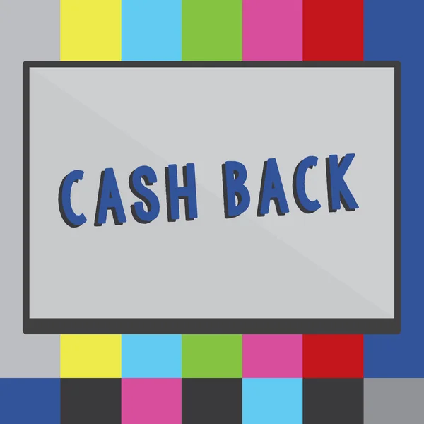 Texto de escritura de palabras Cash Back. Concepto de negocio para incentivo ofreció a los compradores cierto producto por el que reciben efectivo Forma rectangular en forma diagonal dividida en dos tonos con la frontera . —  Fotos de Stock