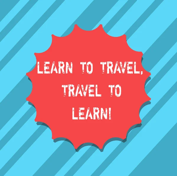 テキスト記号表示を学ぶ旅行旅行を学ぶ。新しいことを学習するための概念的な写真作る旅行文化空白シール ラベル エンブレム モノグラム スタンプ シンボル最高品質の影で. — ストック写真