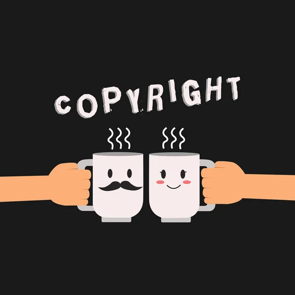 Scrittura concettuale a mano che mostra Copyright. Foto aziendale che mostra il diritto legale esclusivo e assegnabile dato al creatore mano analisi Hu Holding Maschio Femmina la sua e la sua icona tazze . — Foto Stock