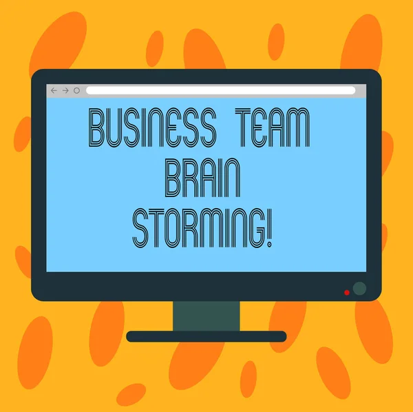 Schrijven van notitie weergegeven: Business Team brainstorming. Zakelijke foto presentatie van Team werk corporate groep werkvergadering leeg Computer Desktop Monitor kleur scherm gemonteerd met Progress Bar. — Stockfoto