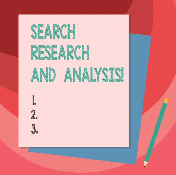 Uwaga: pisanie Wyświetlono wyszukiwania badania i analizy. Biznesowe zdjęcie prezentujący dochodzenia dane informacje analizy stosu z różnych pastelowych kolorów konstruowania papier ołówek. — Zdjęcie stockowe