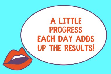 Biraz ilerleme her gün ekler Up sonuçları gösterilen Not yazma. Hedef Sensually ayırdı kırmızı ruj ve beyaz oval Pano dudaklarını adım adım gitmek vitrine iş fotoğraf.