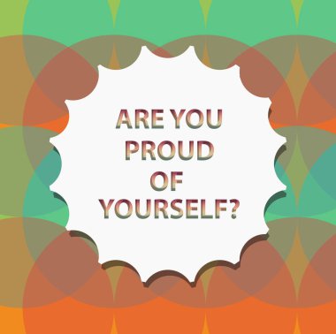 Metin yazma vardır sen gurur, Yourselfquestion kelime. İş kavramı için başarılarını etiket amblemi Monogram pul sembol en iyi kalite için gölge ile boş mühür dikkat.