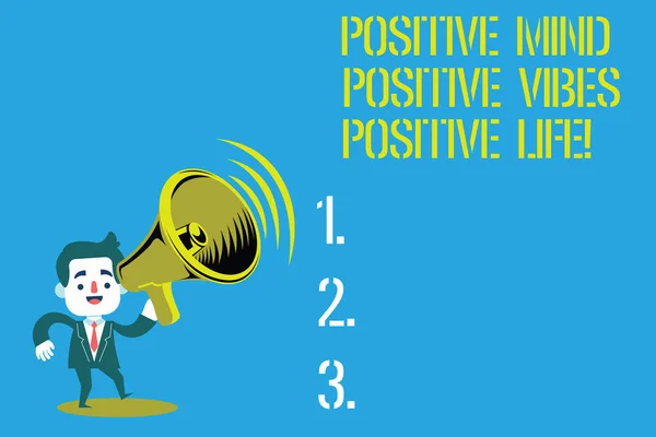 Texto Para Escrita Palavras Positive Mind Positive Vibes Positive Life — Fotografia de Stock